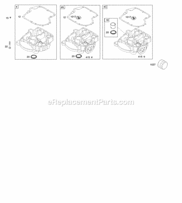 Engine Sump Diagram and Parts List for  Briggs and Stratton Engine